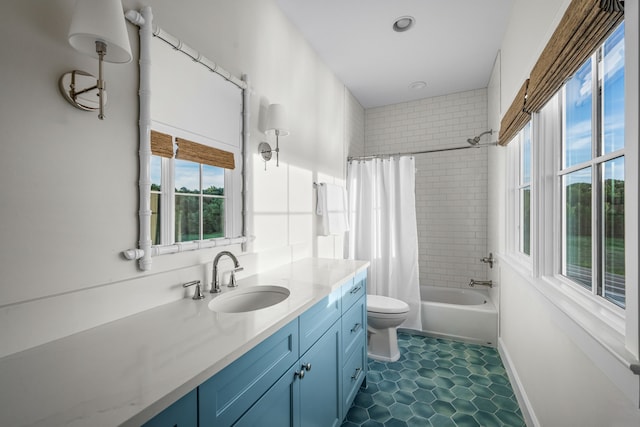 3560 Pleasant Run Cir, Athens, TX 75752 - full bathroom with vanity, shower / bath combo with shower curtain, and tile patterned floors