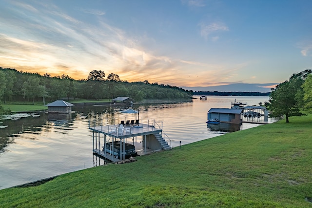 3560 Pleasant Run Cir, Athens, TX 75752 - dock featuring a water view, a lawn, and boat lift