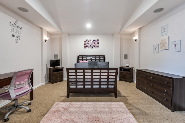 7601 Willowbend Dr, Mckinney, TX 75071 - bedroom featuring light carpet, a desk, and recessed lighting