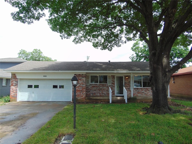802 Acton Ave, Duncanville, TX 75137 - ranch-style house with a garage, brick siding, driveway, and a front lawn