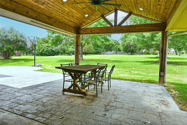 104 Coldwater Creek Ln, Weatherford, TX 76088 - view of patio with ceiling fan, outdoor dining space, and a gazebo