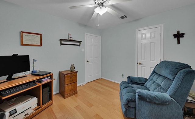 308 Greystone Dr, Lorena, TX 76655 - office with light wood-style flooring and a ceiling fan
