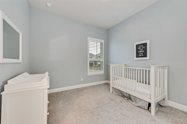 2232 Offerande Dr, Fort Worth, TX 76008 - carpeted bedroom with a crib and lofted ceiling