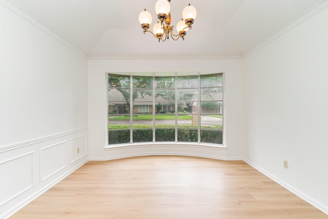 3004 Glasgow Dr, Arlington, TX 76015 - empty room featuring light wood-style floors, a chandelier, and ornamental molding