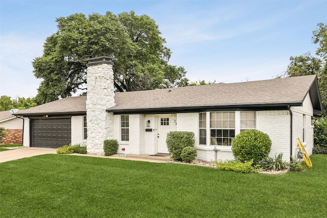 348 Thompson St, Fort Worth, TX 76134 - ranch-style house with brick siding, an attached garage, concrete driveway, and roof with shingles