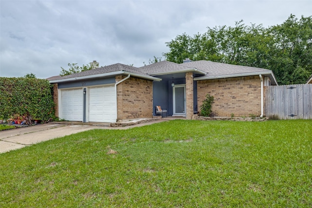 212 Valley Spring Dr, Arlington, TX 76018 - view of front facade featuring brick siding, a garage, driveway, and a chimney