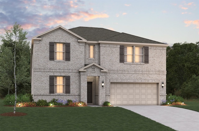 2013 Partridge Rd, Princeton, TX 75407 - view of front of home with brick siding, an attached garage, driveway, and a lawn