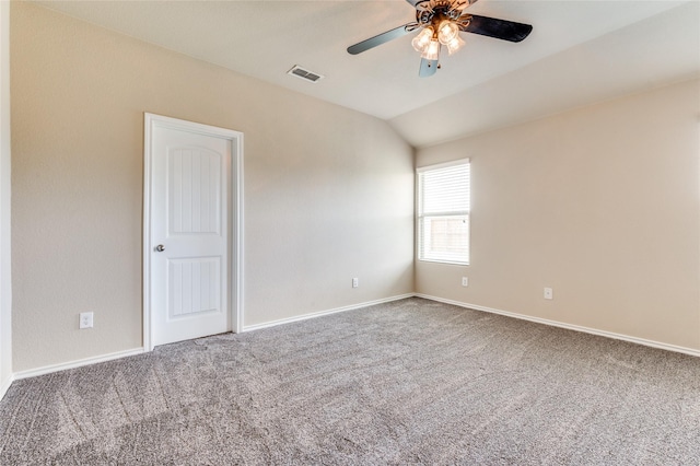 408 Citation Ln, Ponder, TX 76259 - unfurnished room featuring ceiling fan, carpet floors, and vaulted ceiling