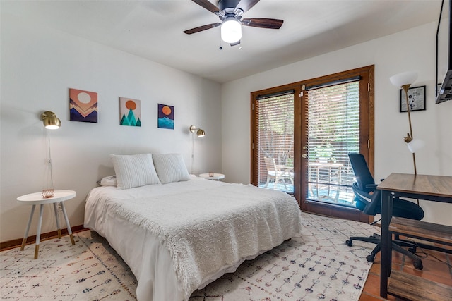 1507 Abrams Rd, Dallas, TX 75214 - bedroom featuring a desk, ceiling fan, and light wood-type flooring