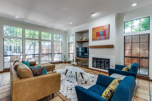 1507 Abrams Rd, Dallas, TX 75214 - living area featuring crown molding and recessed lighting