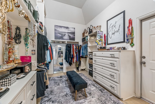 8800 Summit Point Ct, Fort Worth, TX 76179 - walk in closet featuring light wood-type flooring and lofted ceiling