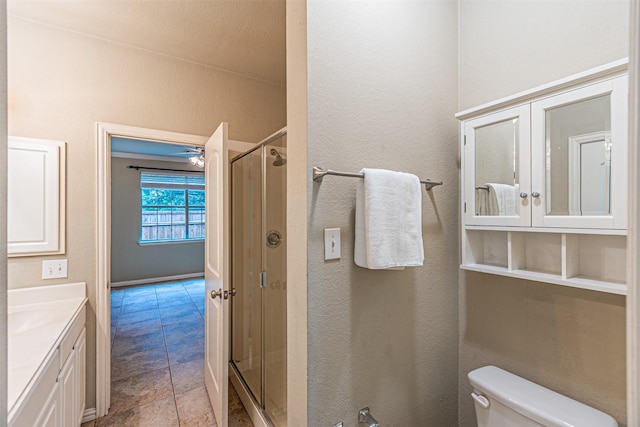 2268 Fletcher Trl, Plano, TX 75025 - full bath with a stall shower, vanity, tile patterned floors, and a textured wall