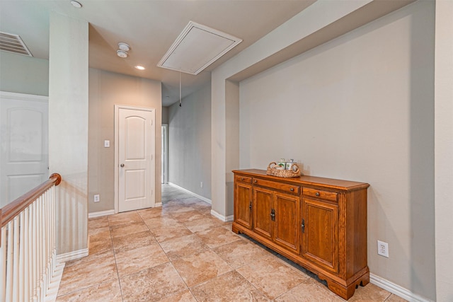 2268 Fletcher Trl, Plano, TX 75025 - corridor featuring attic access and recessed lighting