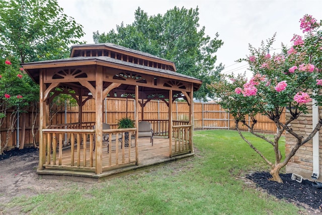 6404 Camille Ave, Dallas, TX 75252 - fenced backyard with a gazebo and a wooden deck
