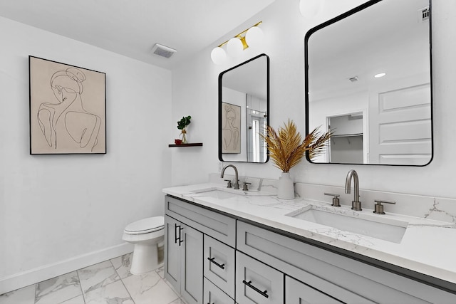 2258 Valley, Carrollton, TX 75006 - full bath featuring marble look tiles and double vanity