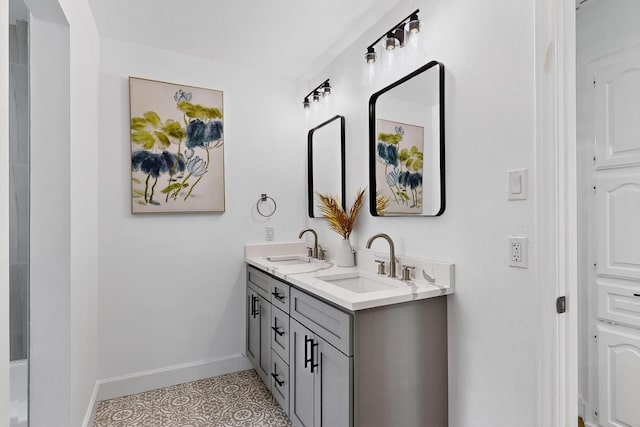 2258 Valley, Carrollton, TX 75006 - bathroom with double vanity and baseboards