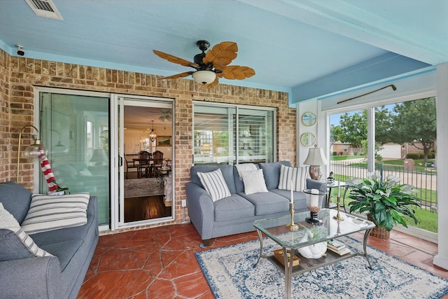 7972 Tatum Dr, Frisco, TX 75036 - sunroom featuring an outdoor living space, healthy amount of natural light, and a ceiling fan