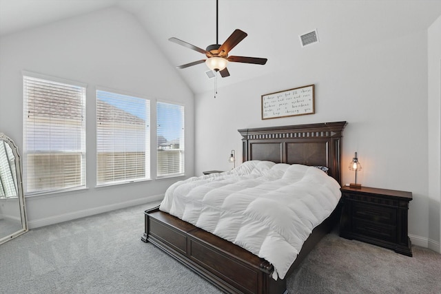 1208 S Pecan Pkwy, Northlake, TX 76247 - bedroom with carpet floors, a ceiling fan, and high vaulted ceiling