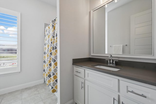1208 S Pecan Pkwy, Northlake, TX 76247 - full bathroom with vanity, tile patterned flooring, and curtained shower