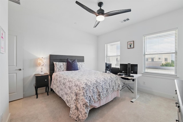 1078 Maverick Dr, Allen, TX 75013 - bedroom featuring light carpet, a ceiling fan, and a desk