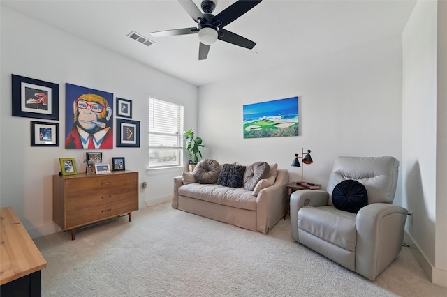 1078 Maverick Dr, Allen, TX 75013 - living room featuring light carpet and ceiling fan