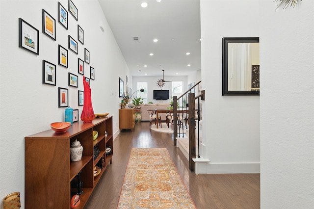 1078 Maverick Dr, Allen, TX 75013 - corridor featuring dark wood-style flooring and recessed lighting