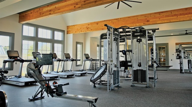 1736 Bonsmara Dr, Northlake, TX 76247 - workout area featuring healthy amount of natural light and beam ceiling