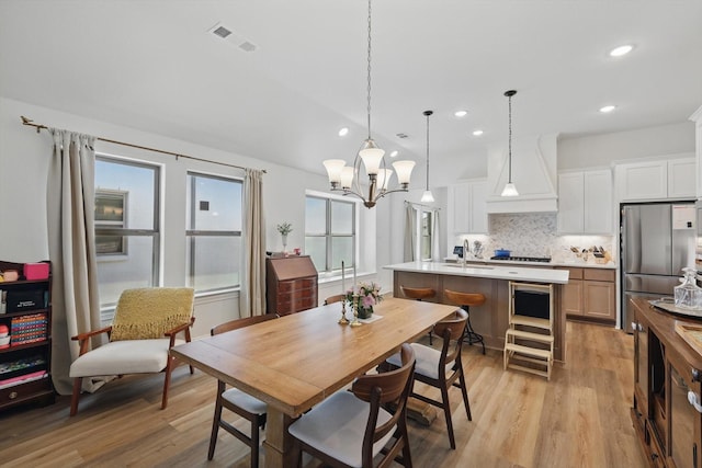 1705 Horizon Way, Northlake, TX 76247 - dining space featuring light wood finished floors, a chandelier, and recessed lighting