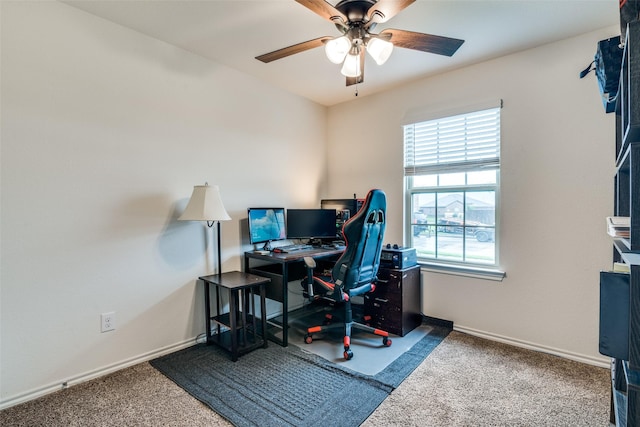706 Meadow Creek Ln, Josephine, TX 75189 - carpeted office featuring ceiling fan and baseboards