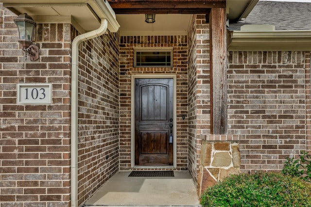 103 Loving Trl, Justin, TX 76247 - property entrance with brick siding and a shingled roof