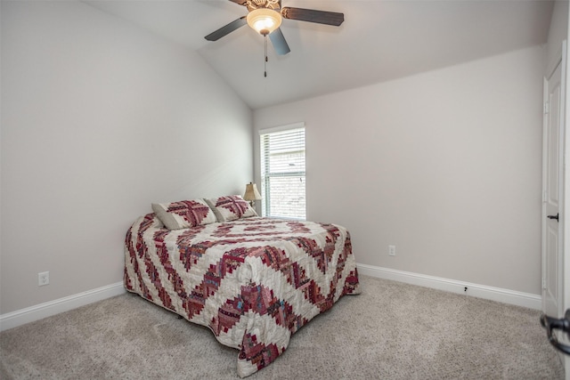 103 Loving Trl, Justin, TX 76247 - bedroom with carpet, vaulted ceiling, and a ceiling fan
