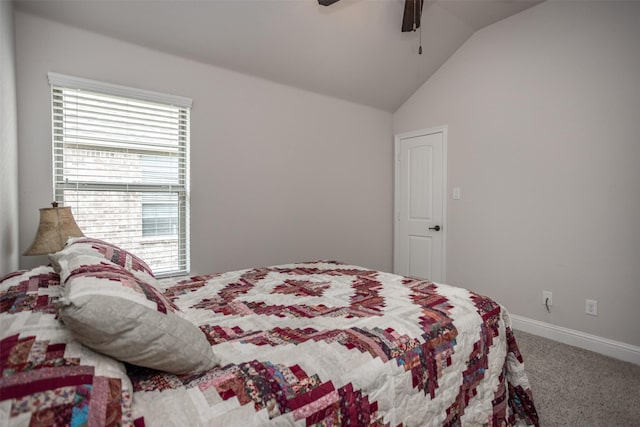 103 Loving Trl, Justin, TX 76247 - carpeted bedroom with lofted ceiling and ceiling fan