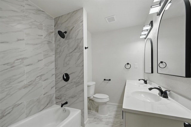 8620 Greenmound Ave, Dallas, TX 75227 - full bath featuring marble finish flooring, shower / bathtub combination, and double vanity