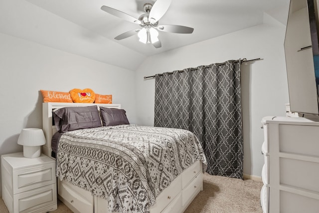 1108 Sheldon Dr, Anna, TX 75409 - bedroom featuring light colored carpet, lofted ceiling, and ceiling fan
