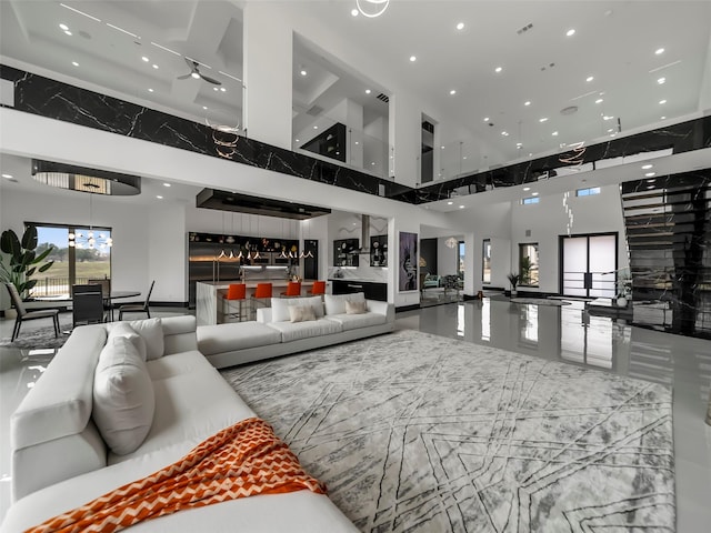 7604 Nocona Dr, Parker, TX 75098 - common area with a towering ceiling and recessed lighting