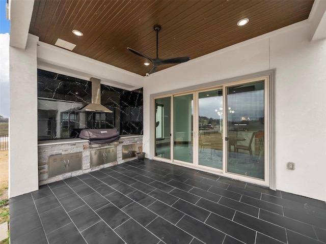 7604 Nocona Dr, Parker, TX 75098 - view of patio / terrace featuring area for grilling and a ceiling fan