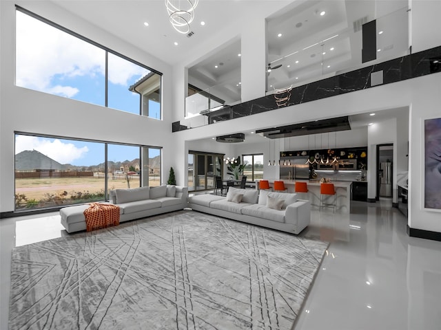 7604 Nocona Dr, Parker, TX 75098 - living area with a high ceiling and recessed lighting