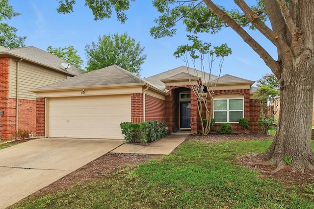 2528 Forestwood Dr, Flower Mound, TX 75028 - view of front of property with an attached garage, brick siding, concrete driveway, and a shingled roof