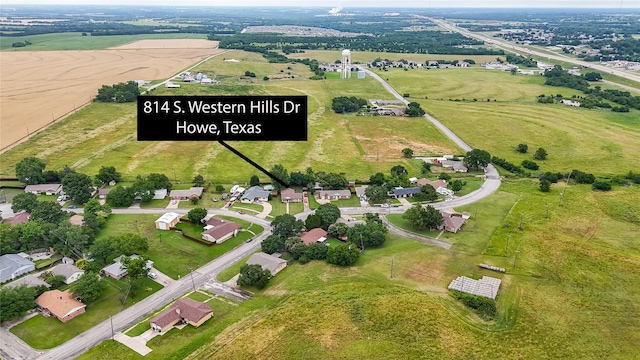 814 S Western Hills Dr, Howe, TX 75459 - aerial view of property and surrounding area featuring rural landscape