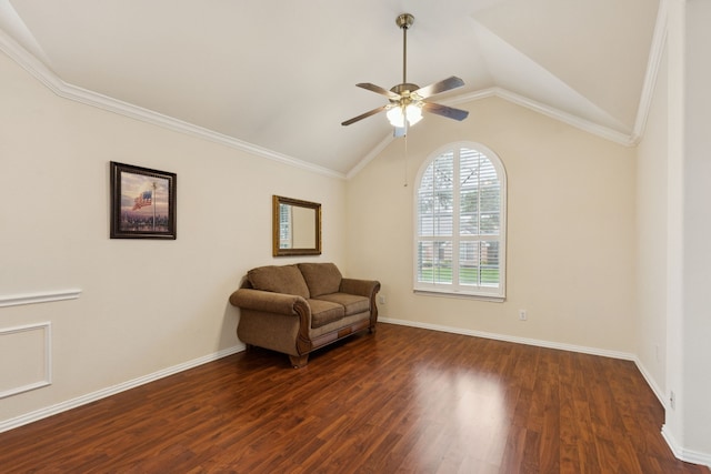 495 Bending Oaks Trl, Rockwall, TX 75087 - unfurnished room featuring ceiling fan, dark wood-style flooring, and lofted ceiling