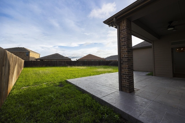 2111 Rains County Rd, Forney, TX 75126 - fenced backyard featuring a ceiling fan and a patio