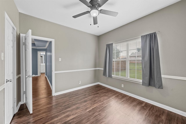 519 Kristi St, Robinson, TX 76706 - spare room with dark wood-type flooring and a ceiling fan