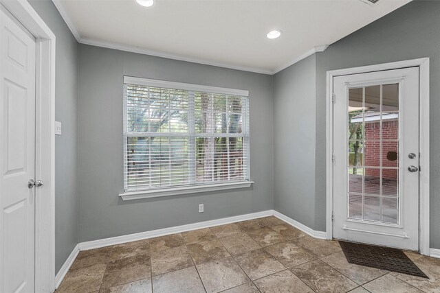 519 Kristi St, Robinson, TX 76706 - spare room featuring plenty of natural light, ornamental molding, and recessed lighting