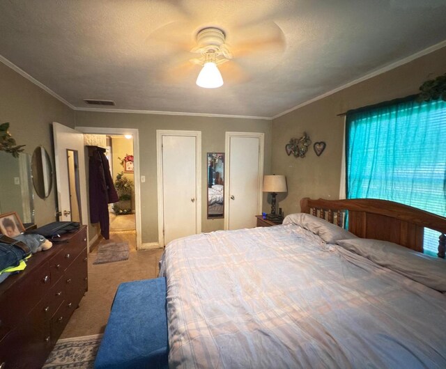 523 Bryson Ave, Athens, TX 75751 - carpeted bedroom with ceiling fan and crown molding
