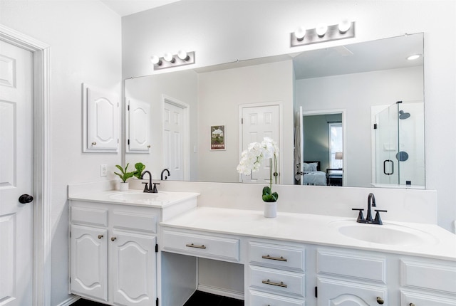 400 Patricia Ln, Highland Village, TX 75077 - full bath with connected bathroom, double vanity, and a stall shower