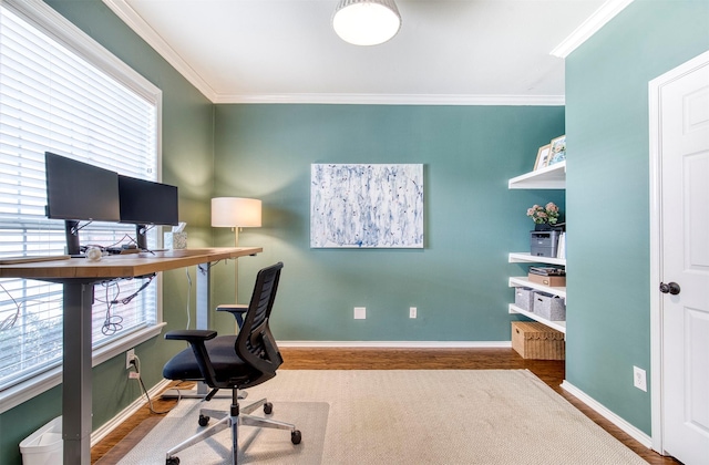 400 Patricia Ln, Highland Village, TX 75077 - home office with ornamental molding and wood finished floors