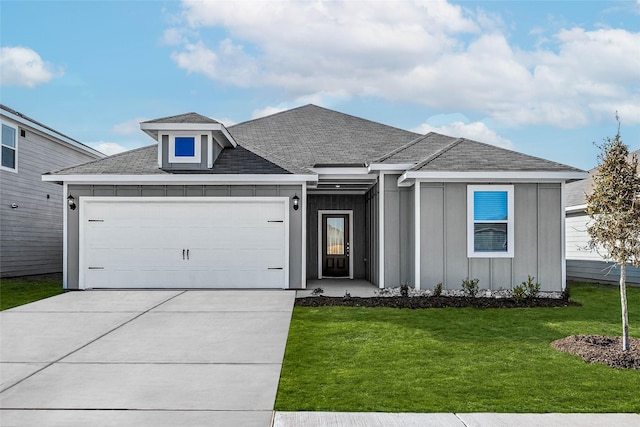 9813 Dan Meyer Dr, Fort Worth, TX 76140 - ranch-style house featuring board and batten siding, a front lawn, a garage, and concrete driveway