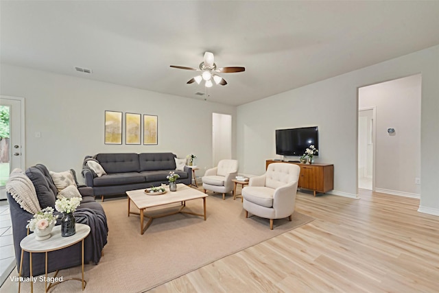 4003 Bendale Rd, Benbrook, TX 76116 - living area with light wood-style flooring and ceiling fan