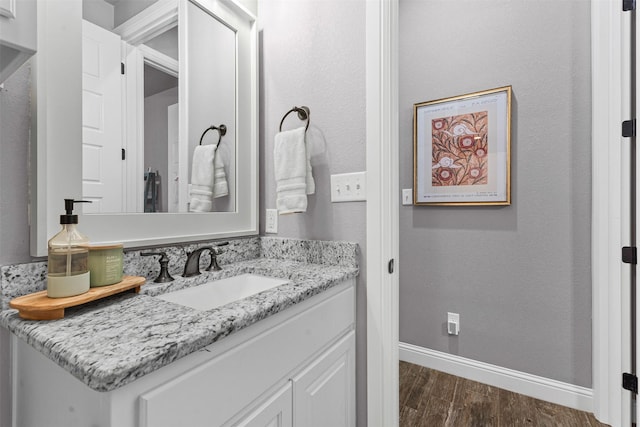 6202 Carrizo Dr, De Cordova, TX 76049 - bathroom featuring vanity and wood finished floors
