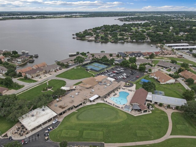 6202 Carrizo Dr, De Cordova, TX 76049 - aerial view of property and surrounding area featuring a nearby body of water and a pool area